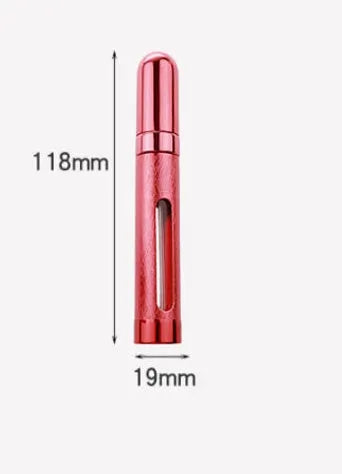 12ml aluminium bullet-shaped travel perfume bottle with glass liner in multiple colours.