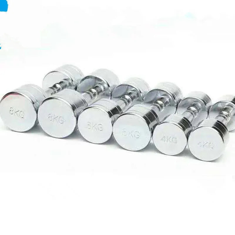 Silver 1kg pure steel electroplated dumbbell for home gym strength training.