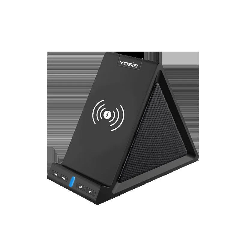 Black multifunctional Bluetooth speaker with integrated phone stand and 2000mAh power bank