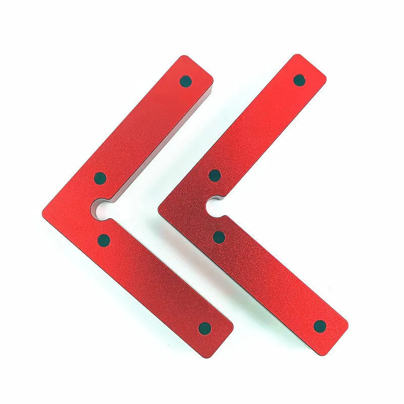 Aluminium alloy right angle positioning block for woodworking jig saws with measurement scale
