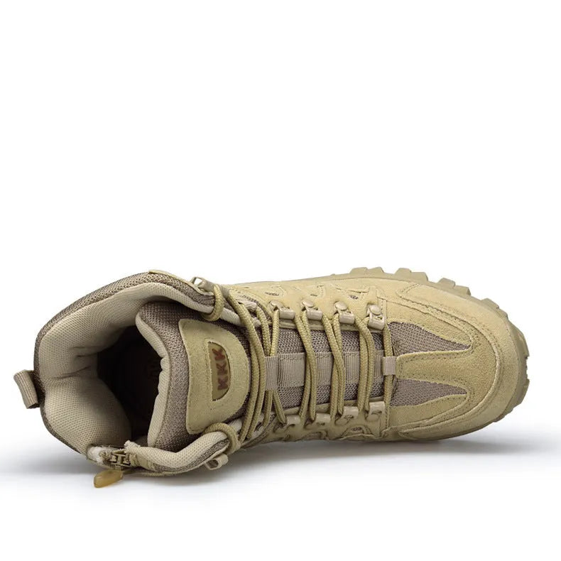 Men's US Army Delta tactical boots in black and sand colours with rubber soles