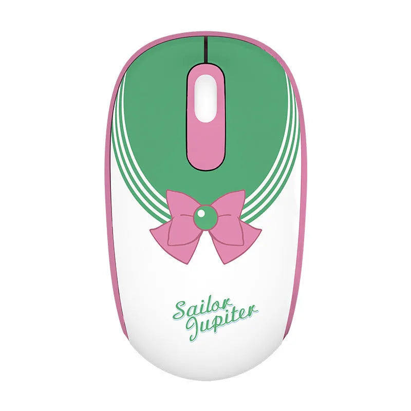 Sailor Moon cartoon wireless mouse with USB receiver in pink colour scheme