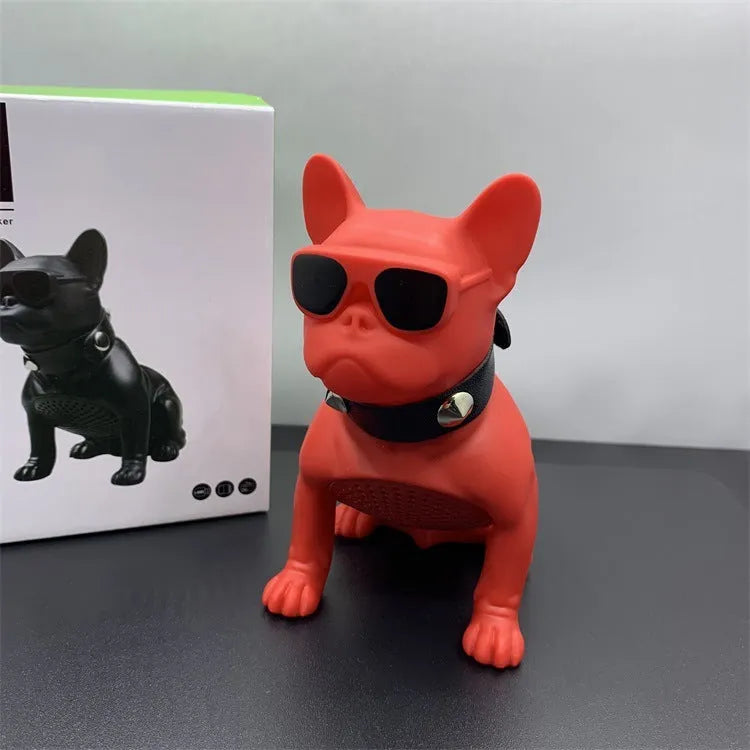 Mini full body bulldog Bluetooth speaker in black, red or white colour with wireless audio playback
