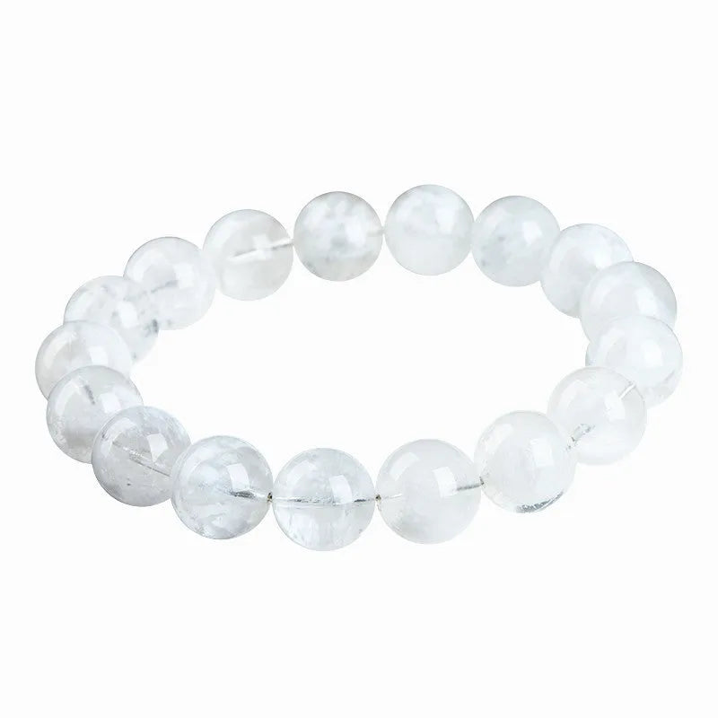 Women's natural blizzard snowflake round crystal bracelet with geometry beads in choice of colour and size