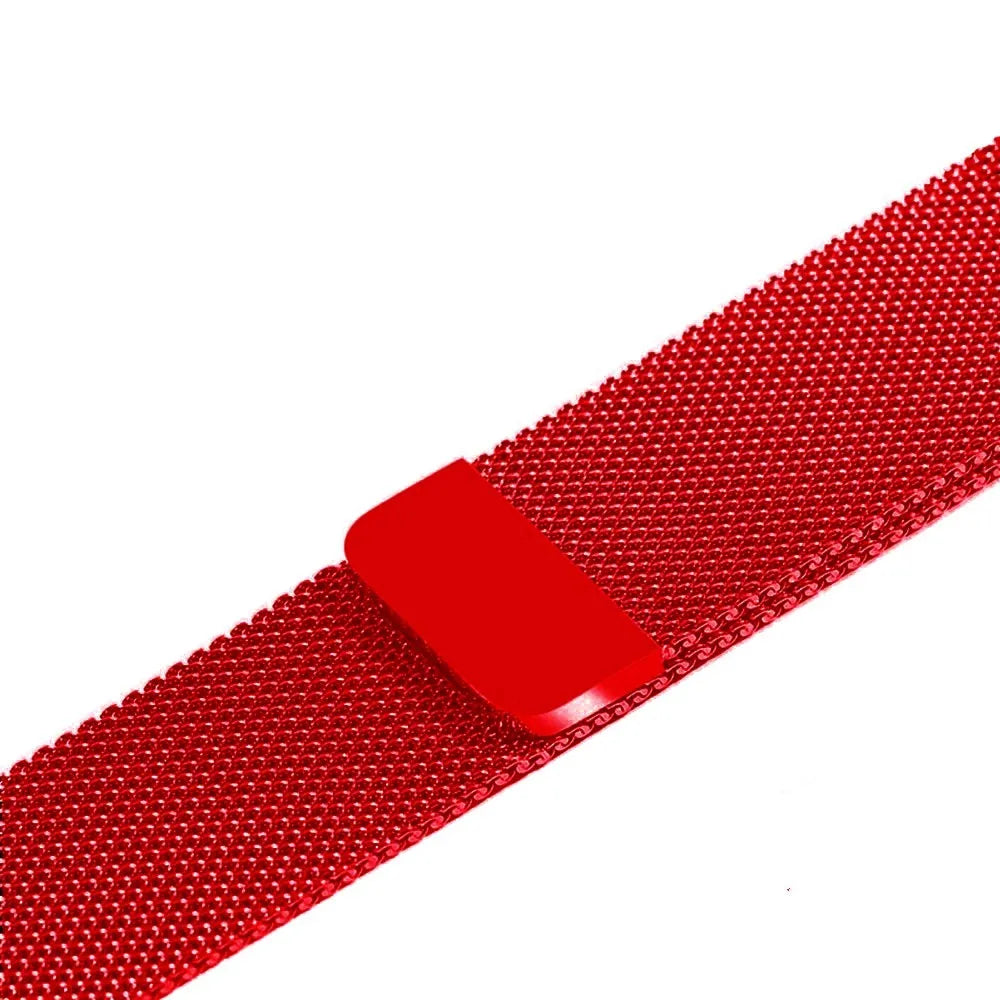 Stainless steel watch strap showing silver, black, gold, and rose gold colour options