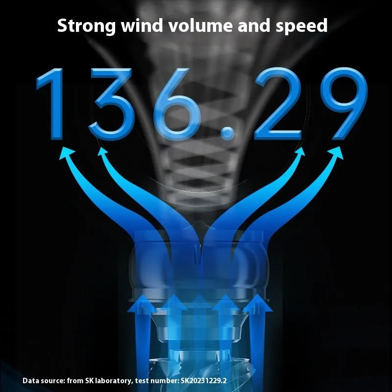 White SK bladeless tower floor fan with touch screen controls and remote