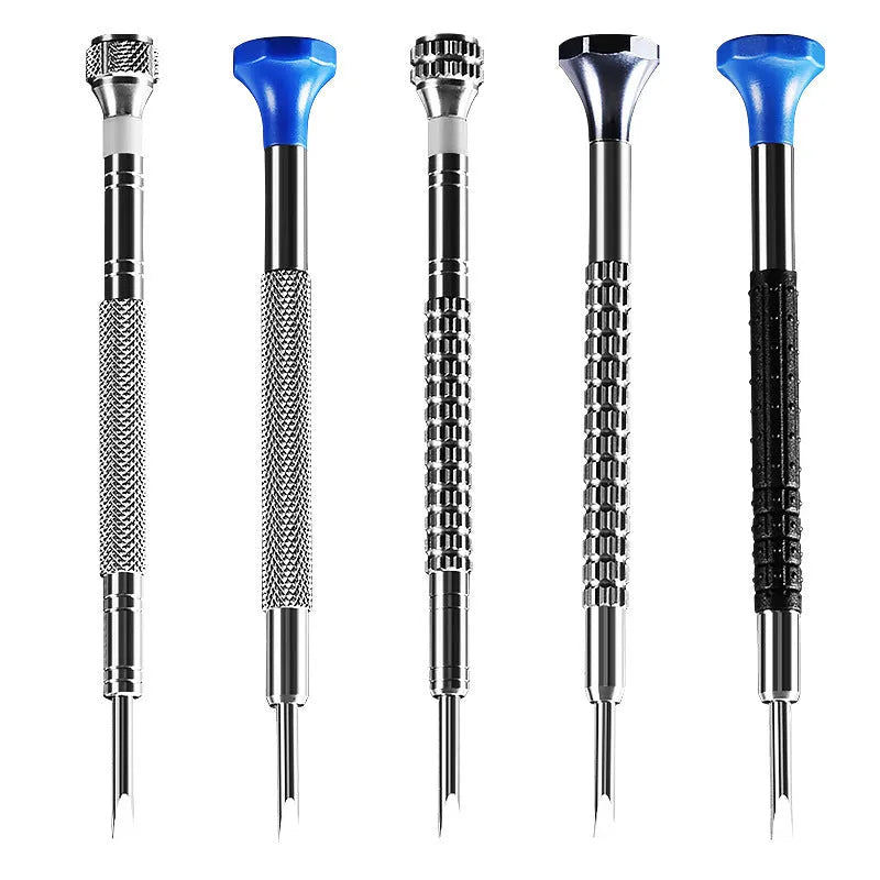 Boxed set of 10 precision screwdrivers and 20 spare bits for glasses and watch repair.