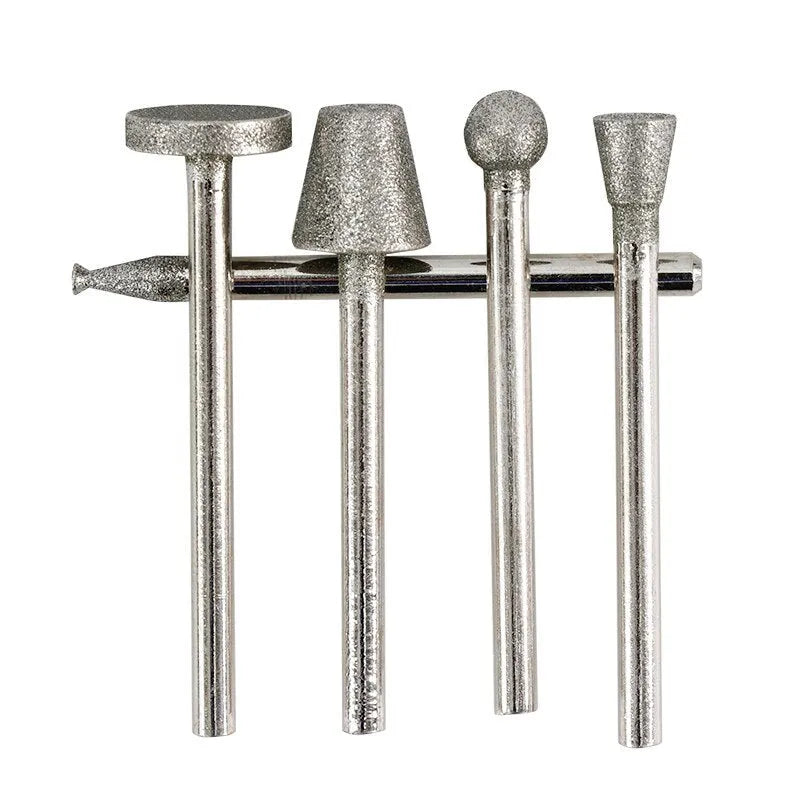 Alloy grinding head set with diamond and golden diamond elliptical cone heads for glass and stone work