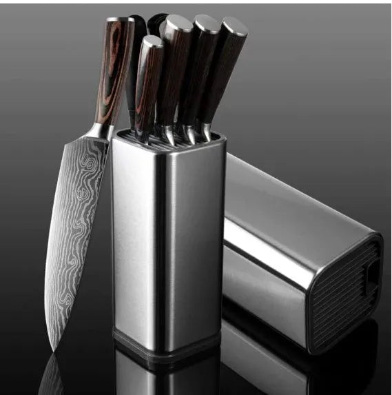 Stainless steel kitchen tool holder with detachable draining base in black and white colours