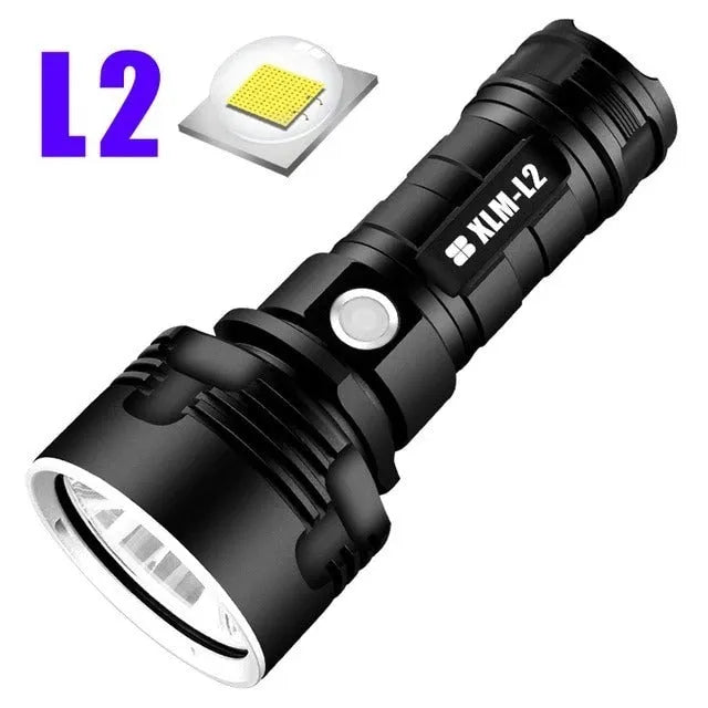 Rechargeable Super Bright LED Flashlight Focusing Light Outdoor Xenon Lamp with Aluminium Alloy Body for Caving Camping Hiking Hunting Night Fishing Patrolling - Available in L2 P20 P70 Models Single or Double Battery Options