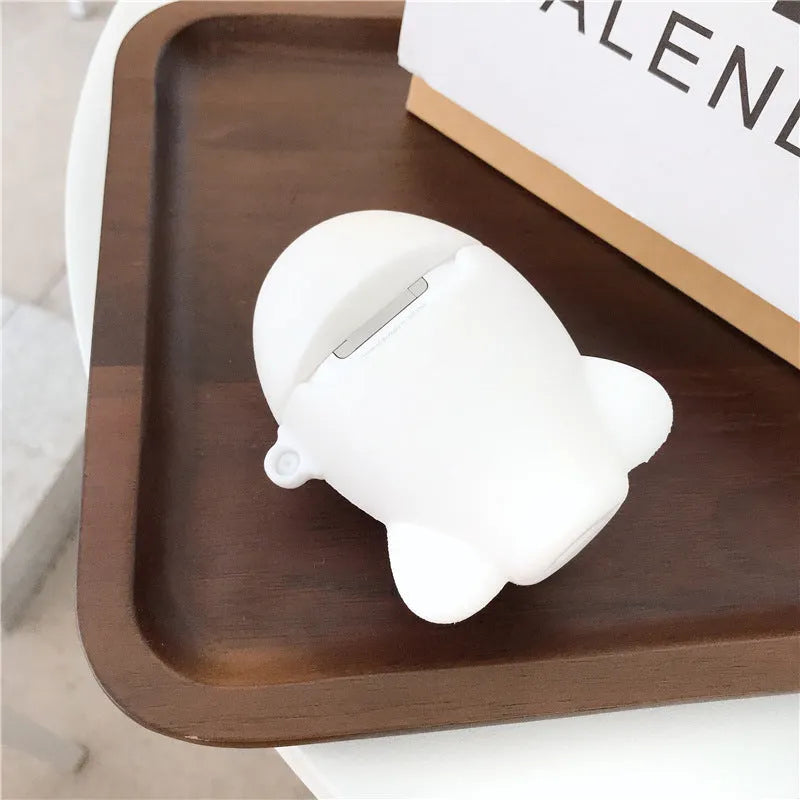 Silicone flip case for AirPods with airplane cartoon design and hook attachment