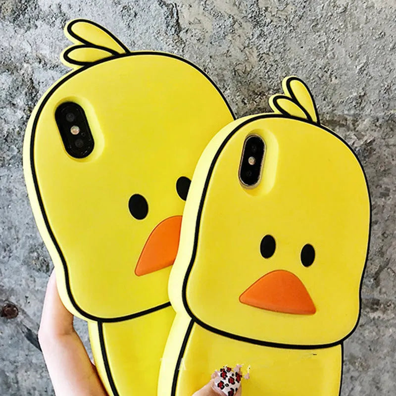 Green silicone iPhone case with cartoon animal design showing drop protection features