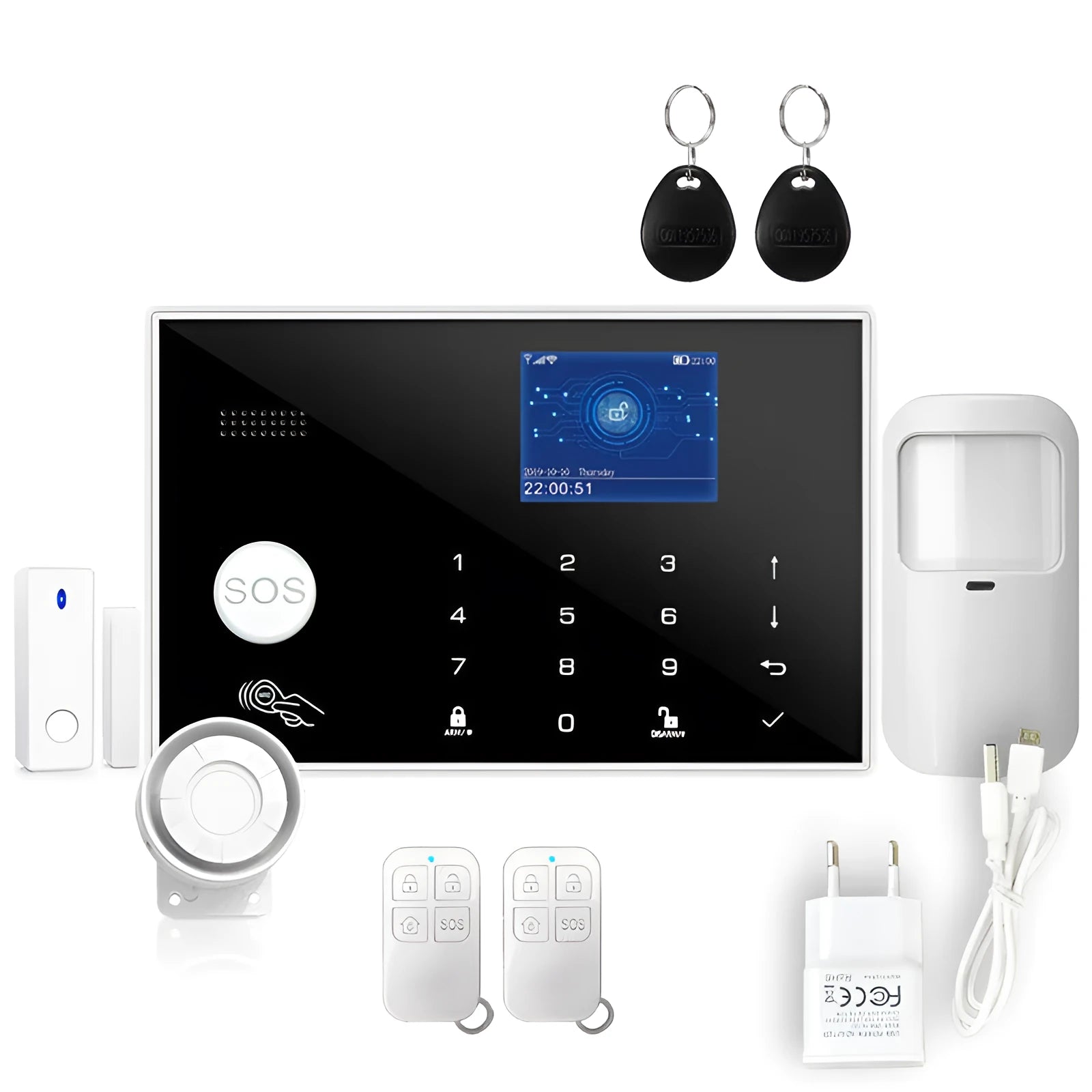 Intelligent WiFi GSM touch button household burglar alarm host with SIM card slot