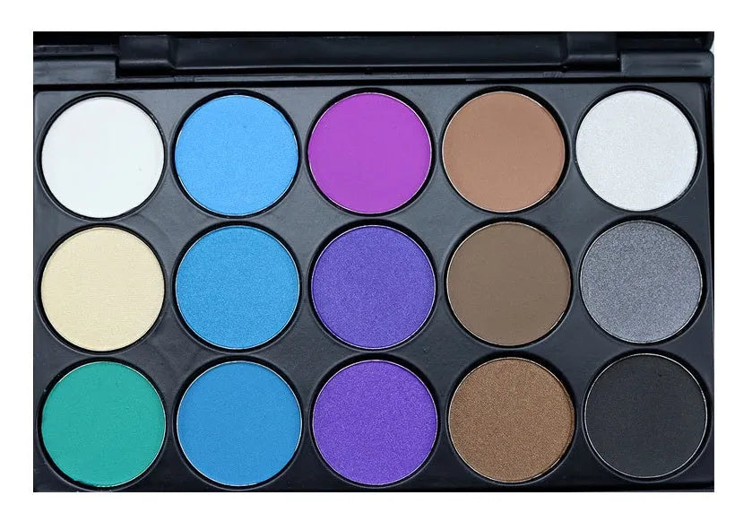15 colour earth tone smoky eyeshadow palette E15 in compact makeup plate