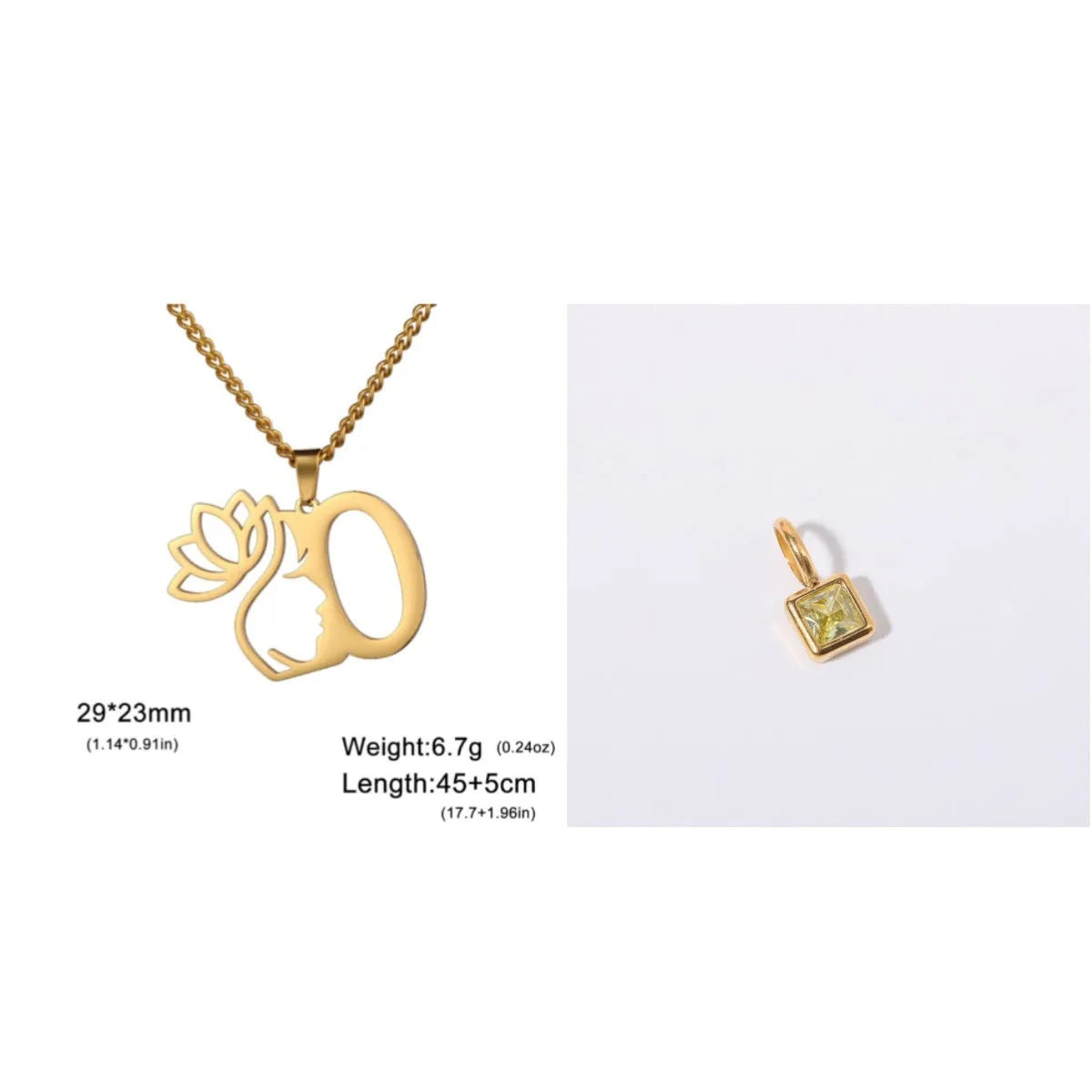Stainless steel necklace with a single alphabet letter pendant on a cross chain, in gold or silver colour.