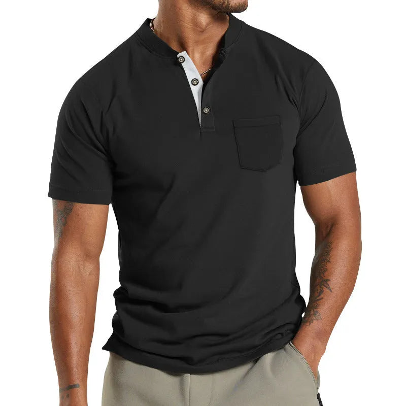 Plus size men's short sleeve button down shirt with chest pocket in multiple colour options