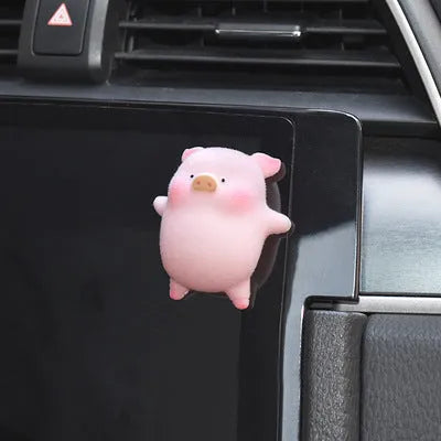 Cute cartoon pig resin figurine designed as a car dashboard decoration accessory.
