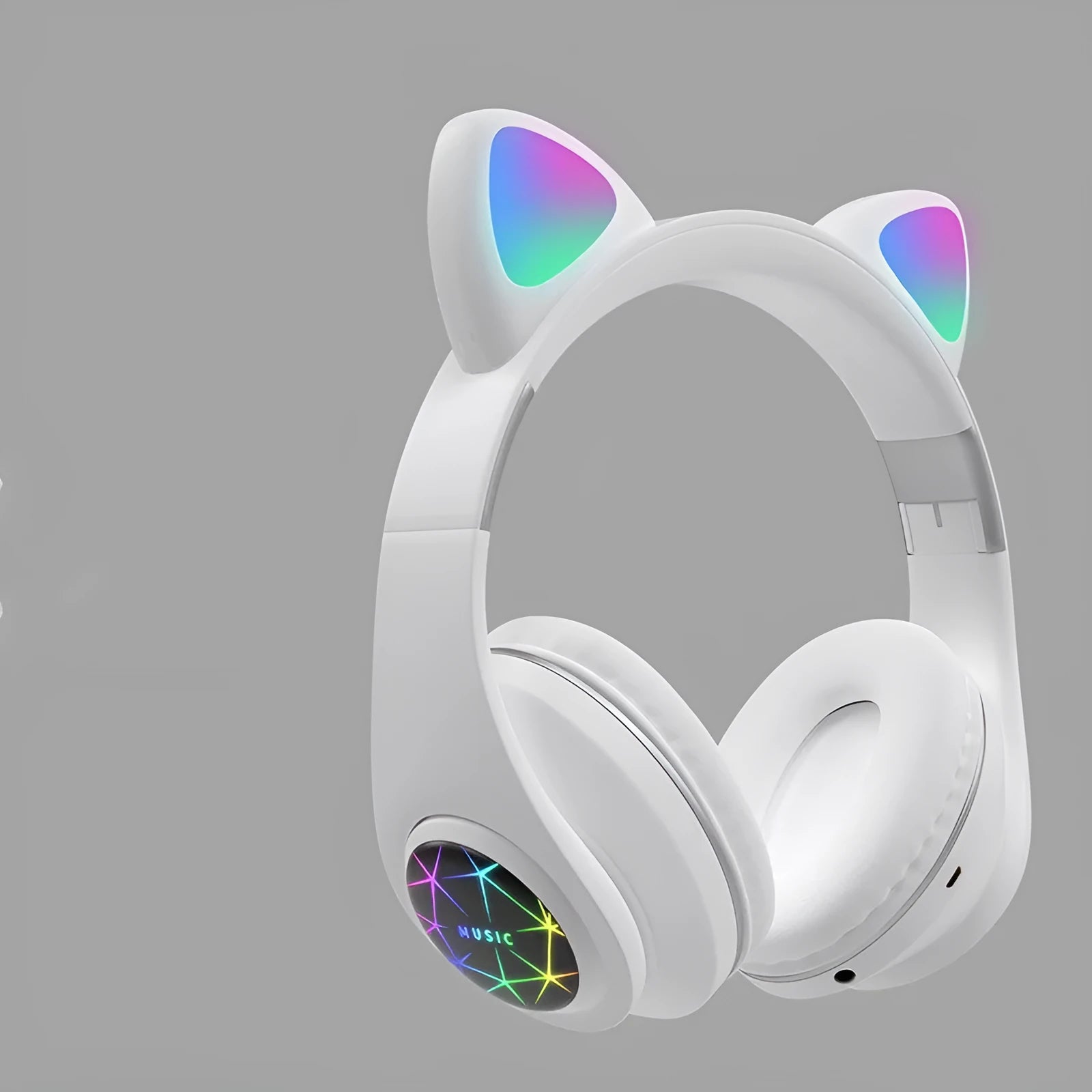 Cat ear wireless sports Bluetooth headset in various colours showing head-mounted design and earpieces