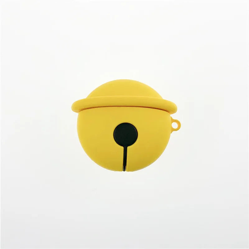 Yellow silicone bell-shaped protective case for AirPods 1 and 2 generation.
