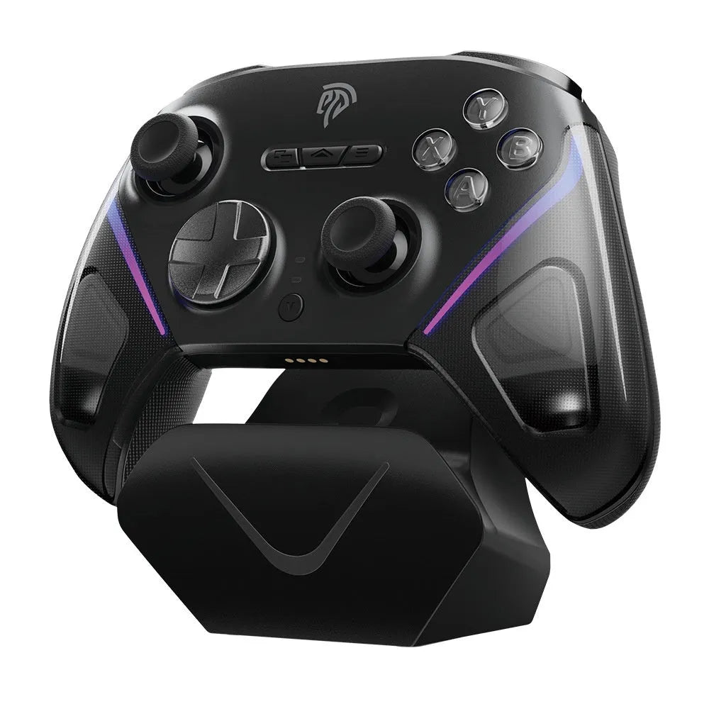 Rocker PS5 Elite Series game controller charging base in black with USB Type-C cable