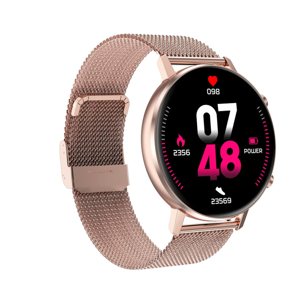 DT96 smart bracelet with stainless steel wristband and 1.3-inch display in three colour options