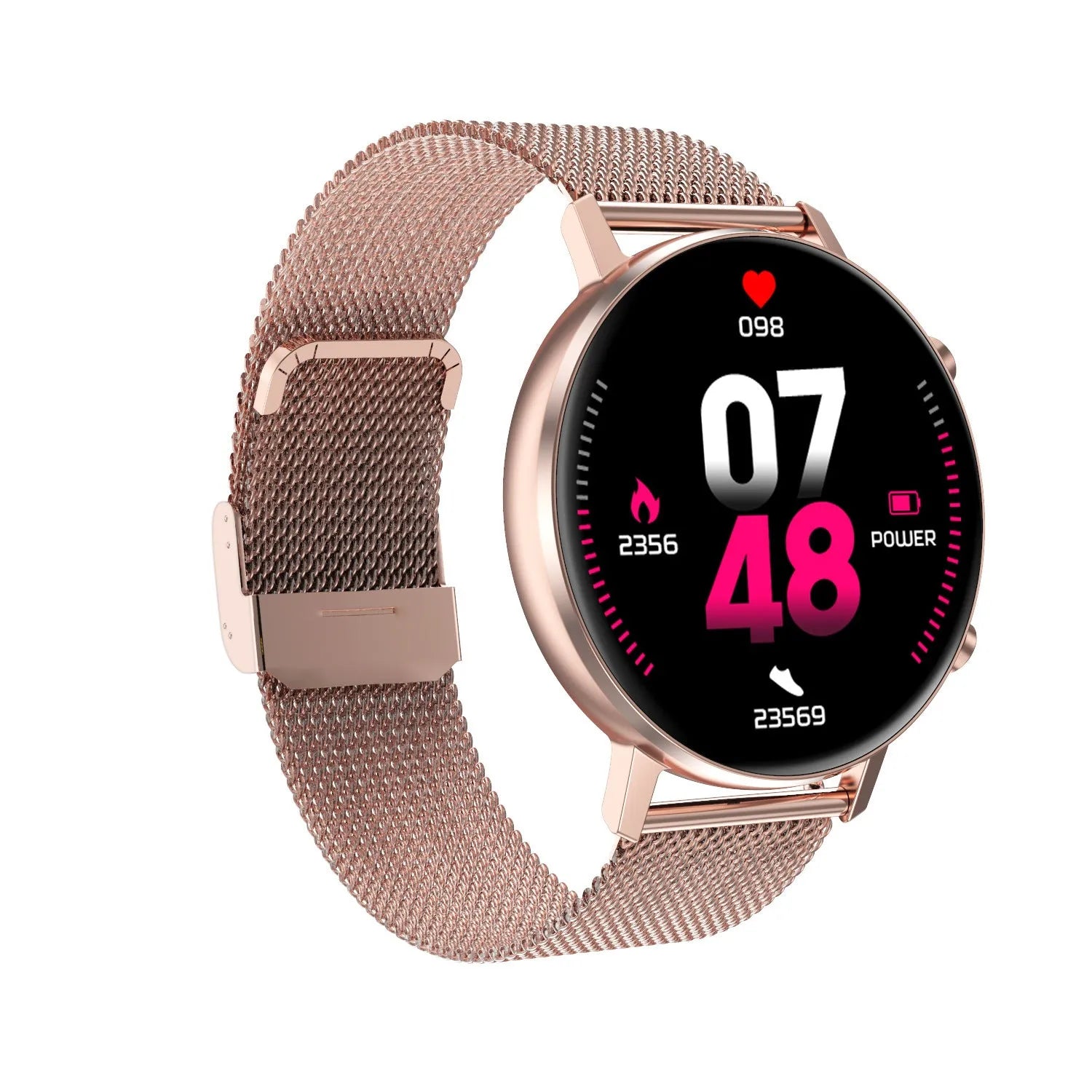 DT96 smart bracelet with stainless steel wristband and 1.3-inch display in three colour options