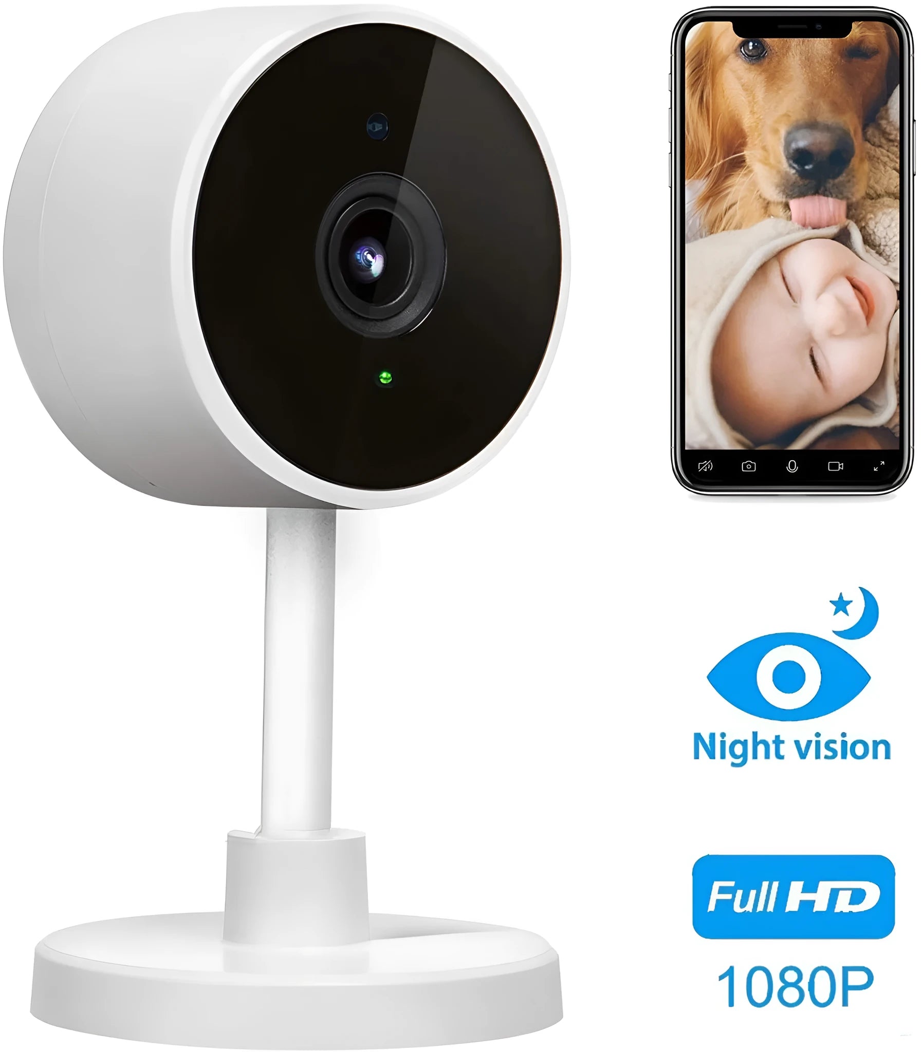 White Flash Fish WiFi security camera with gun-style design for home surveillance