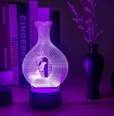 3D acrylic LED night light on ABS base with seven colour touch control options