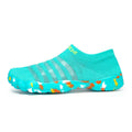 Men's and women's flyknit fishing line water shoes in camouflage colours with rubber sole and lace-up front.