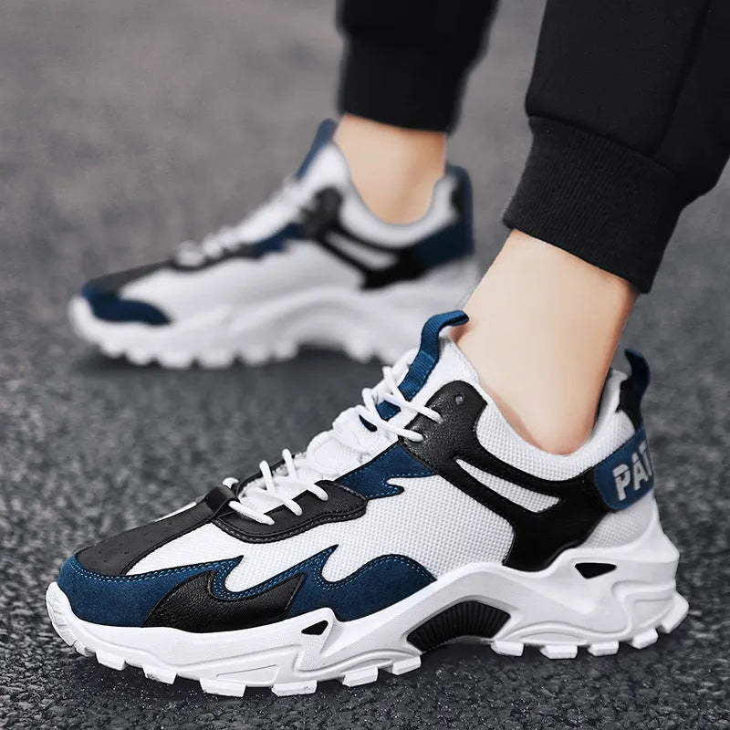 Brand men's casual breathable sneakers in beige with colour matching design