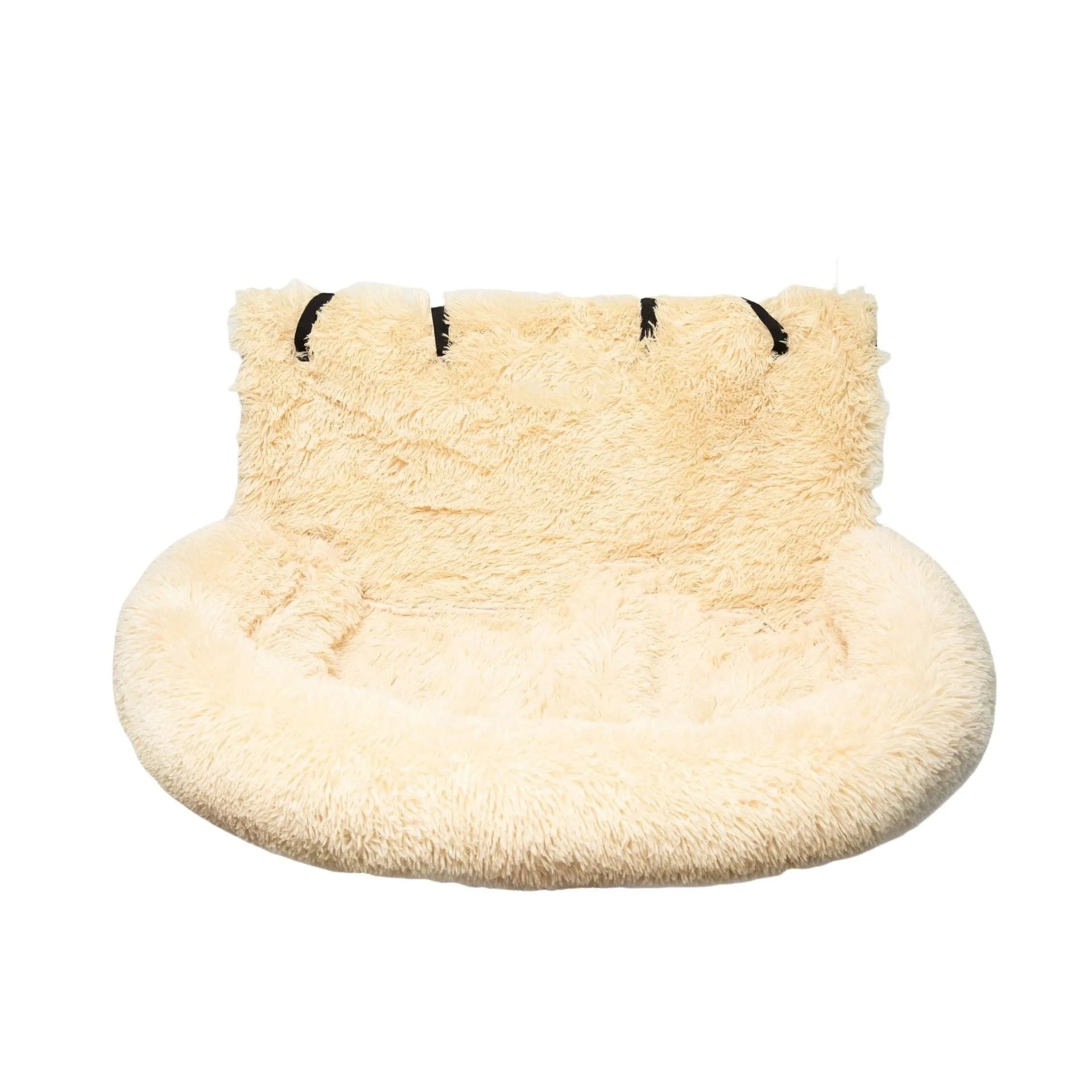 Beige and dark grey thick cloth pet mats for car seats, shown in two different sizes.