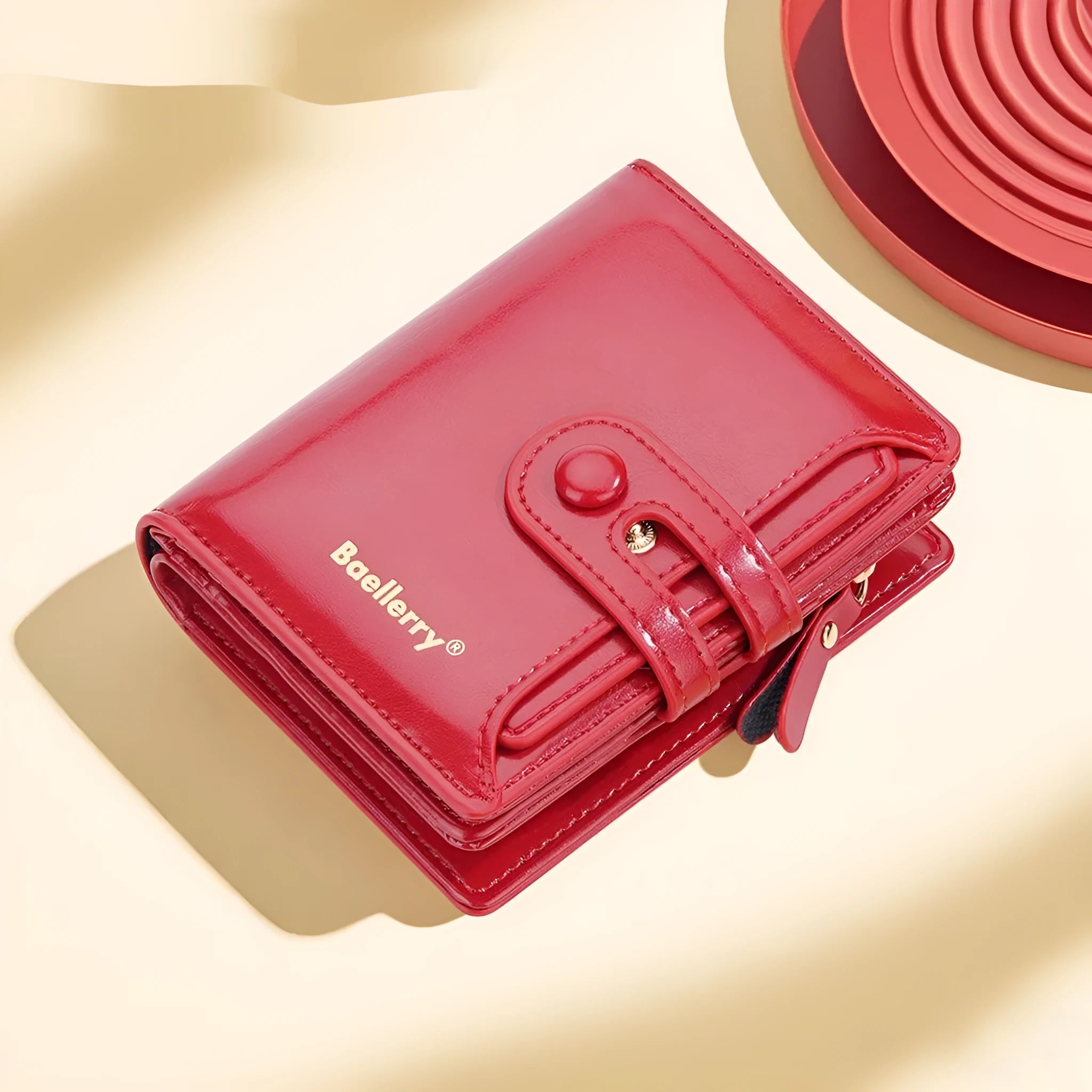 Women's PU leather card holder wallet shown in available colours: black, white, blue, red, green, brown, pink, orange.