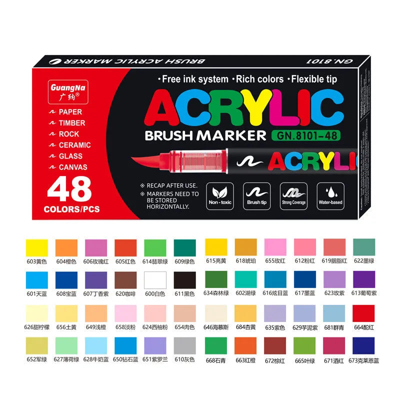 Set of straight liquid acrylic marker pens in multiple colours for art and graffiti.