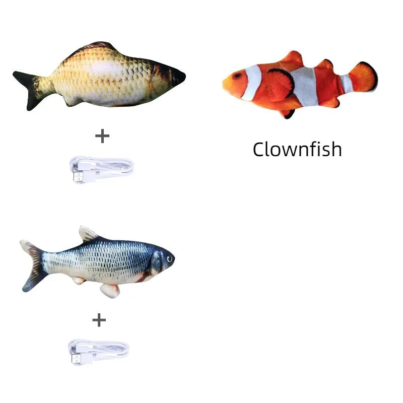 USB rechargeable electric jumping fish cat toy without catnip, 30cm multicolour electronic pet toy