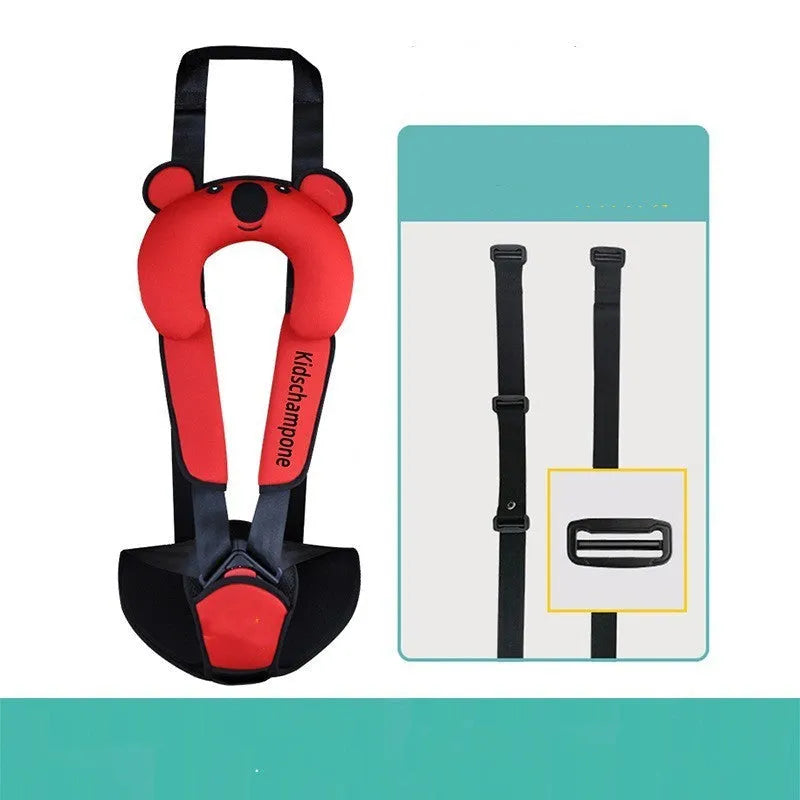 Portable child car safety seat belt retainer in polyester fabric with 33x22x9.5cm dimensions