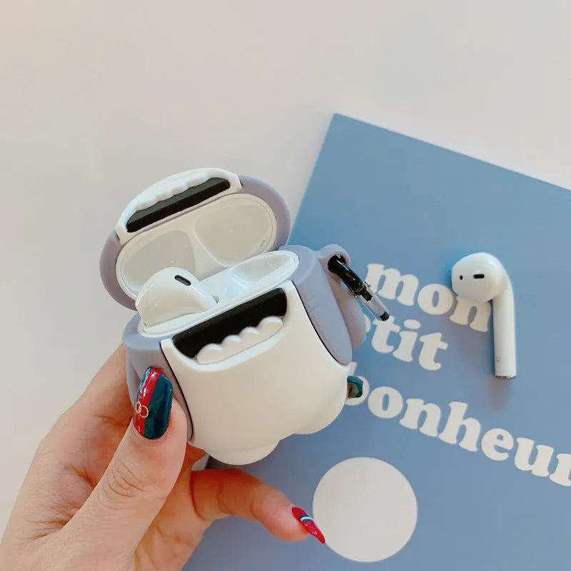 Shark-shaped silicone protective case for Apple AirPods 1 and AirPods 2 wireless earbuds
