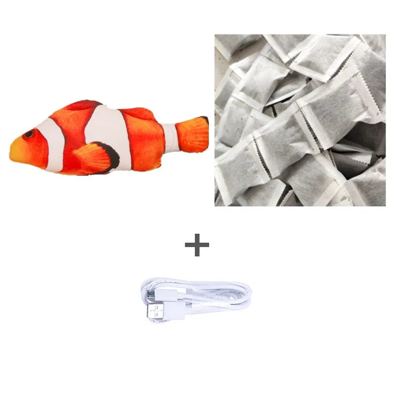 USB rechargeable electric jumping fish cat toy without catnip, 30cm multicolour electronic pet toy