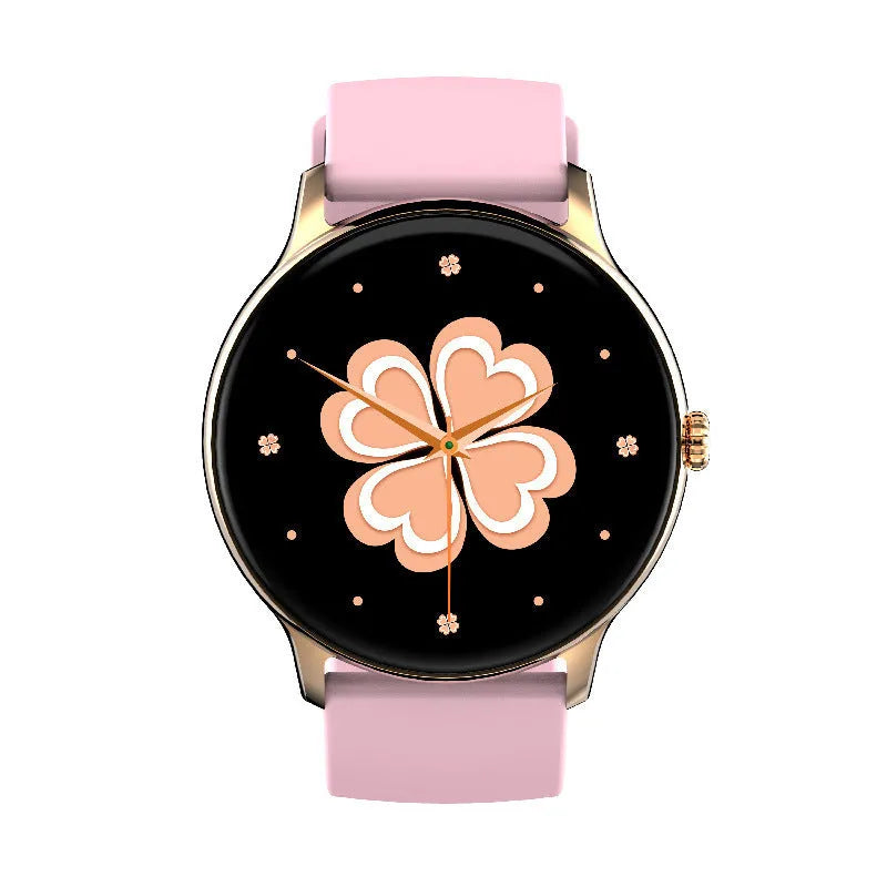 Black blood pressure smart watch with 1.28-inch touch screen display on silicone wristband