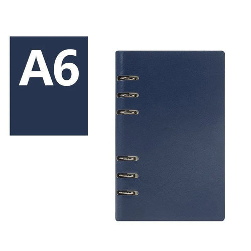 Imitation leather loose leaf notebook in black, blue, brown, red or seaweed green colours
