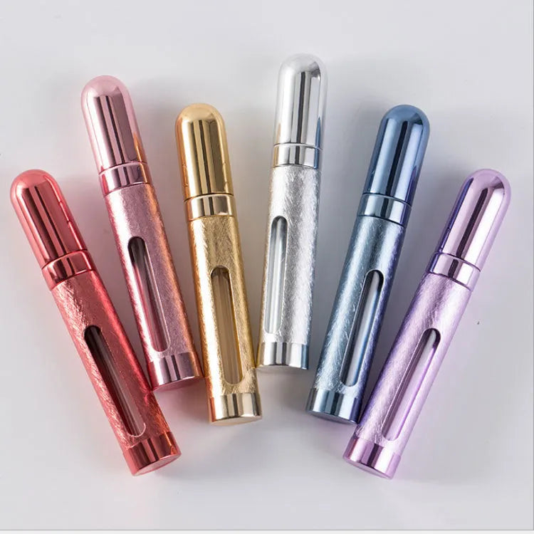 12ml aluminium bullet-shaped travel perfume bottle with glass liner in multiple colours.