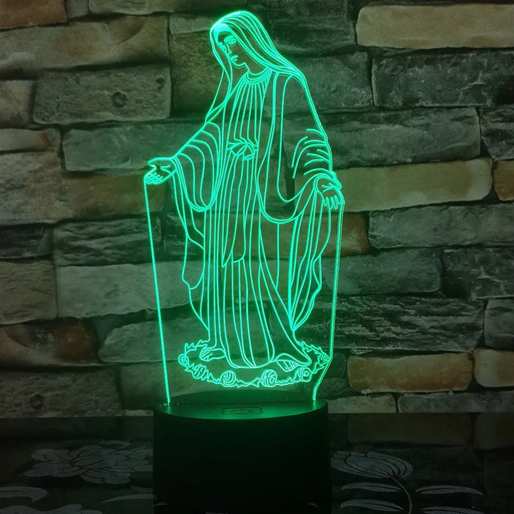 3D LED night light showing laser engraved acrylic plate with dual-ring pattern on ABS base with touch controls