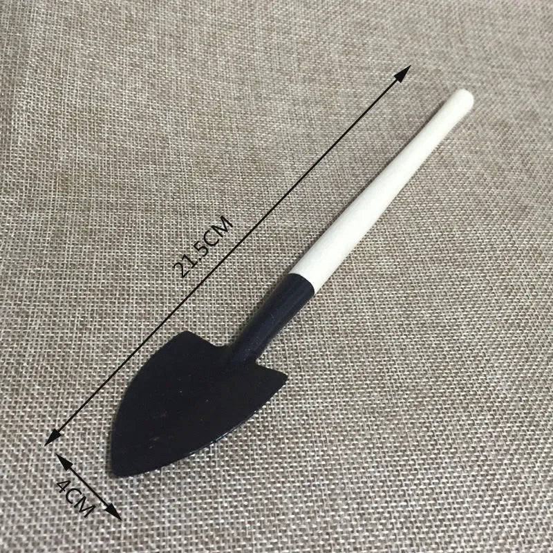 Succulent gardening tool set showing watering can, tweezers, mini shovel and brush for small plant care