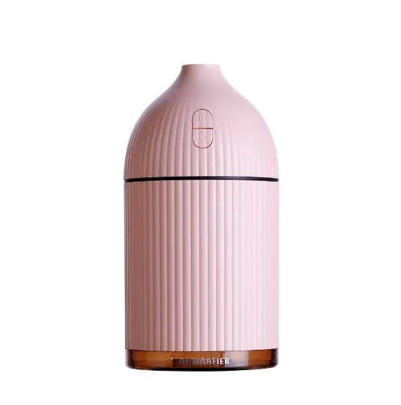 White ultrasonic aromatherapy diffuser and humidifier with LED light, 80mm diameter