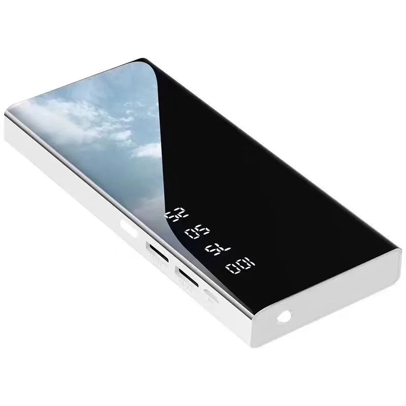 20000mAh power bank with LCD display showing battery percentage, dual USB ports, and LED light