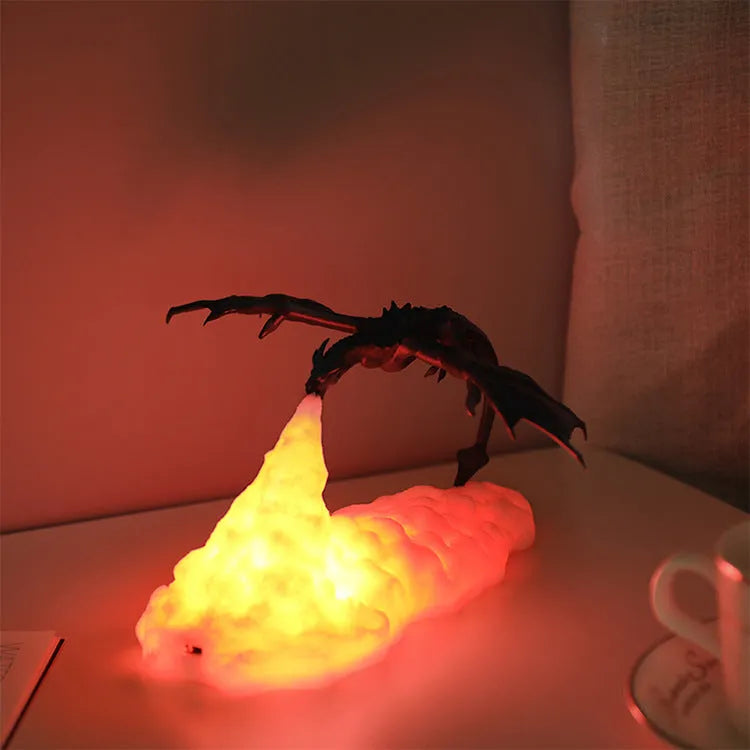 3D printed dragon night light with breathing light effect and USB charging