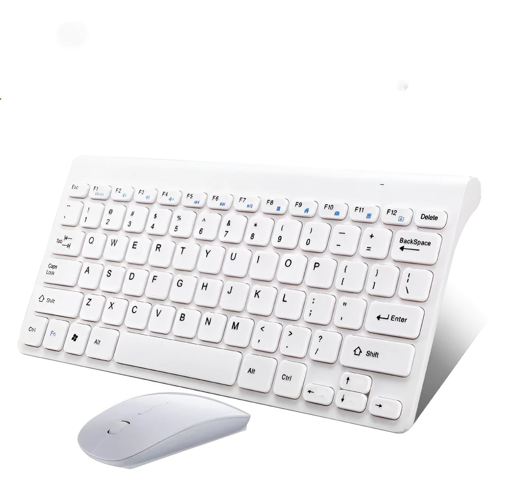 Black wireless keyboard and mouse set with 78 keys and 4 buttons