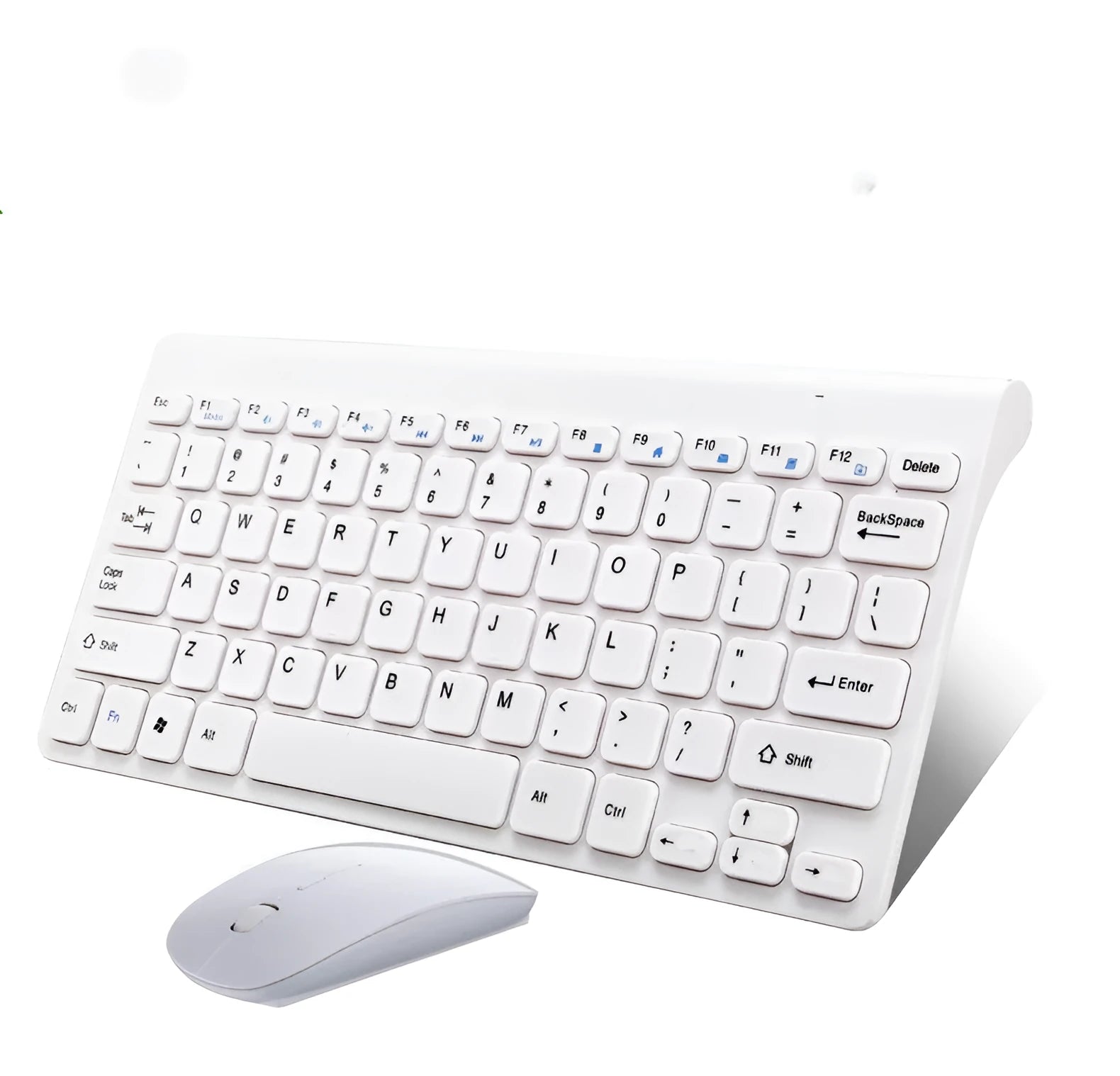 Black wireless keyboard and mouse set with 78 keys and 4 buttons