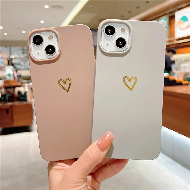 Soft grey silicone iPhone case with a simple hot stamping love cartoon design on the back.
