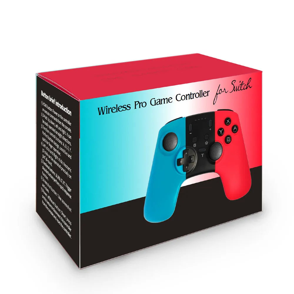 SWH wireless game controller for Nintendo Switch in various colours on a black background.