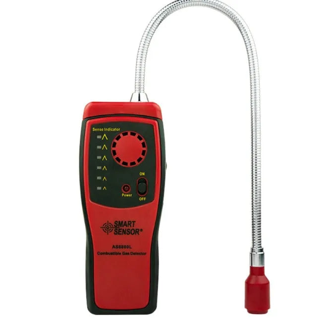 AS8800L portable flammable gas detector with LED display on black handheld unit.